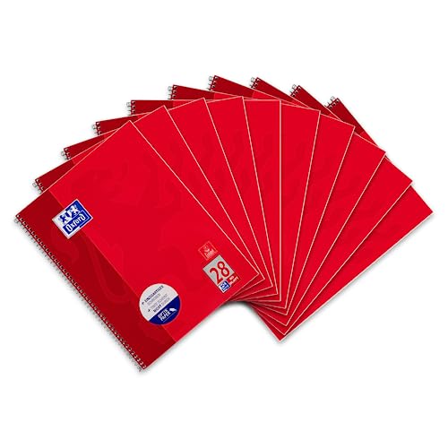 Produktbild: oxford college notepad a4 kariert doppelt gemarkt 80 blätter rot packung 10