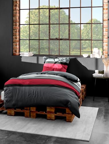 Bierbaum Bettwäsche 4757, Mako-Satin, rot 63, 155x220 + 80x80 cm