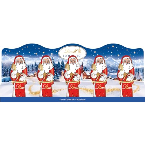 lindt mini weihnachtsmänner aus vollmilchschokolade 50g - schokoladenfiguren zum naschen
