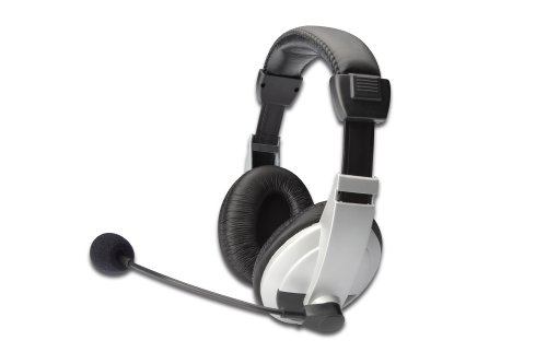 digitus stereo multimedia headset mit mikrofon und lautstärkeregler, schwarz/grau
