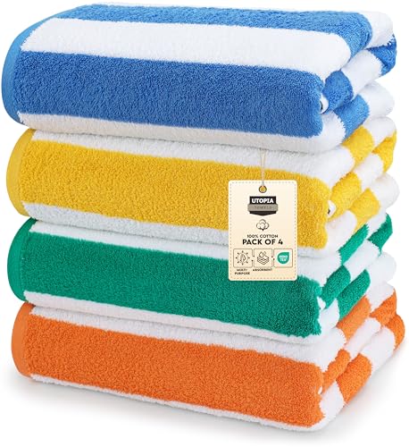 utopia towels große strandtücher 100% baumwolle 76 x 152 cm 4er-pack blau gelb grün orange