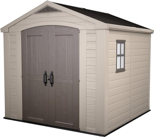 keter gerätehaus 8x8 beige taupe wetterfest lagerraum aufbewahrung
