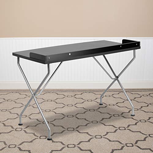 flash furniture computer desk schwarz 47.25"W x 23.25"D x 31.25"H silberner metallrahmen