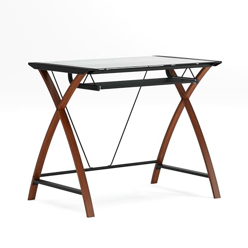 Produktbild: flash furniture computer desk mit glas, pull-out tastaturablage