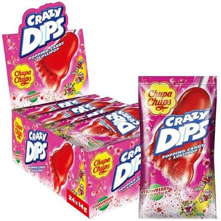 chupa chups lollis 24er pack crazy dips erdbeere für 7,28 euro