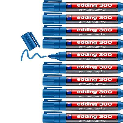 edding 300 permanentmarker hellblau 10 stifte rundspitze 1,5-3 mm wasserfest wischfest
