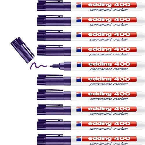 edding 400 permanentmarker violett 10 stifte feine rundspitze 1 mm wasserfest wischfest