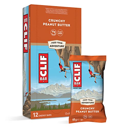 clif bar energieriegel crunchy peanut butter, 12 x 68 g, box mit 12 riegeln