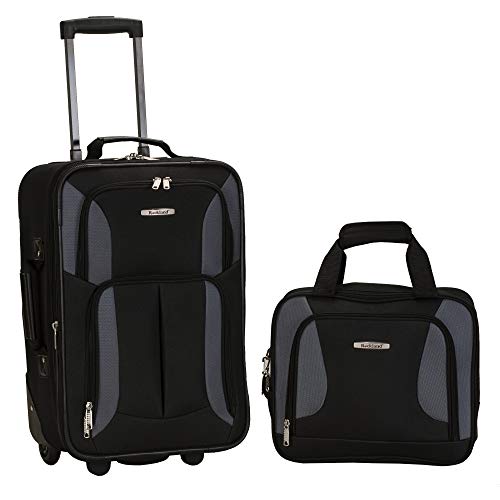 rockland koffer-set 2 pc extensible abs 20/28 zoll schwarz/grau 30 liter