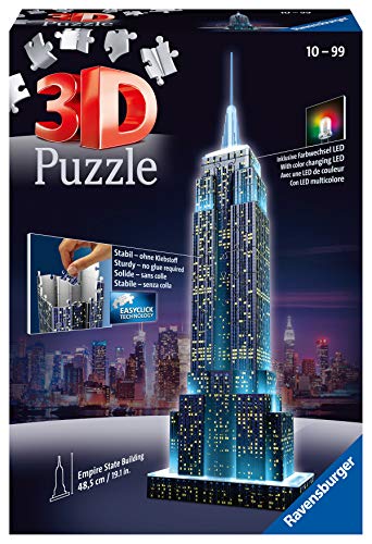 ravensburger 3d puzzle empire state building nacht 216 teile leuchtet im dunkeln