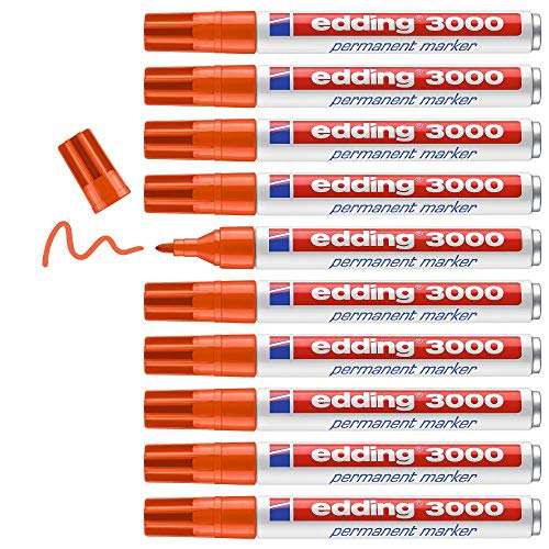 edding 3000 permanent marker orange, 10 stück, 1.53 mm, wasserfest, schnelltrocknend