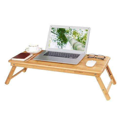 SONGMICS Laptoptisch klappbar & höhenverstellbar, Bambus, 71,5 x 35 cm, LLD004