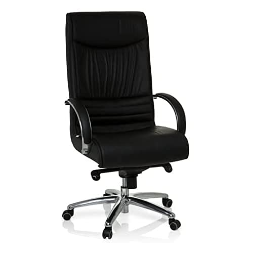 hjh OFFICE Chefsessel XXL F 400 Leder schwarz, Bürostuhl bis 150 kg belastbar