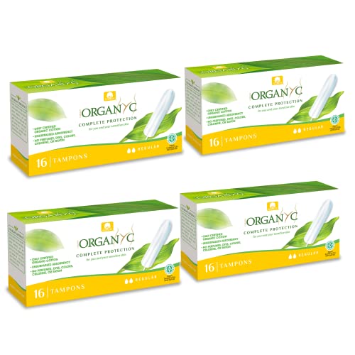 tampons aus 100% bio-baumwolle von organ(y)c für normale tage, 4x16 stück