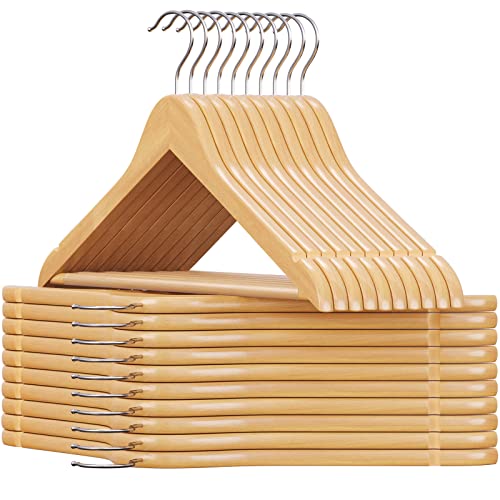 songmics kleiderbügel holz 20er set mit rutschfeste hosensteg und einkerbungen