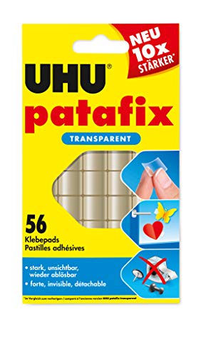 uhu patafix doppelseitige klebepads transparent, 56 stück zum fixieren