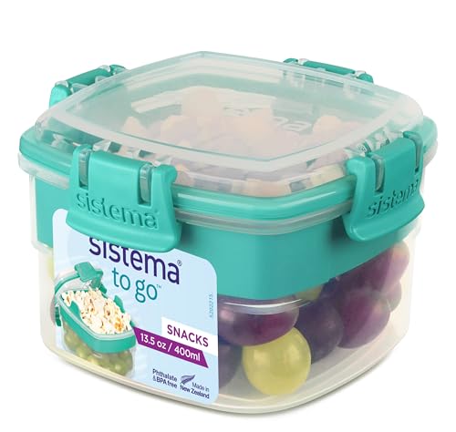 Sistema Snacks to go Lebensmittelbehälter, 400 ml, Fächer, BPA-frei, 1 Stück, bunt