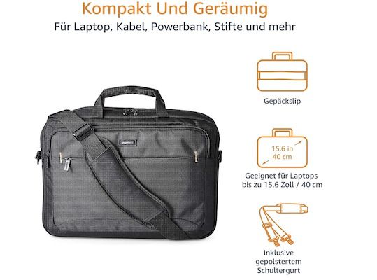 kompakte laptoptasche von amazon basics für laptop bis 15,6 zoll, 11,99