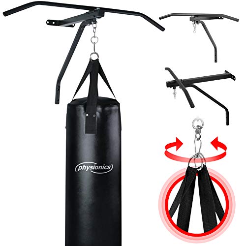 klimmzugstange mit boxsack set von physionics, wandhalterung 120kg belastbar