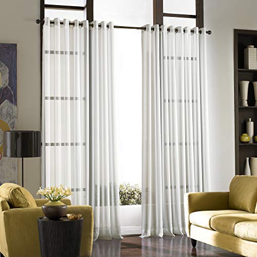 soho voile sheer grommet curtain panel 59 x 132 winter white von curtainworks