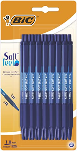 bic kugelschreiber soft feel click grip 1,0 mm blau 15 stück