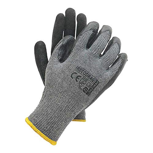 arbeitshandschuhe latexbeschichtet größe 10 grau schwarz 12 stück - prime