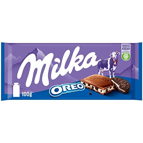 milka oreo schokolade 100g, alpenmilch-schokolade mit creme und keksstückchen