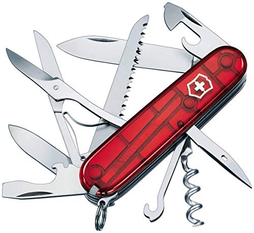 victorinox taschenmesser huntsman rot transparent, 15 funktionen, swiss made