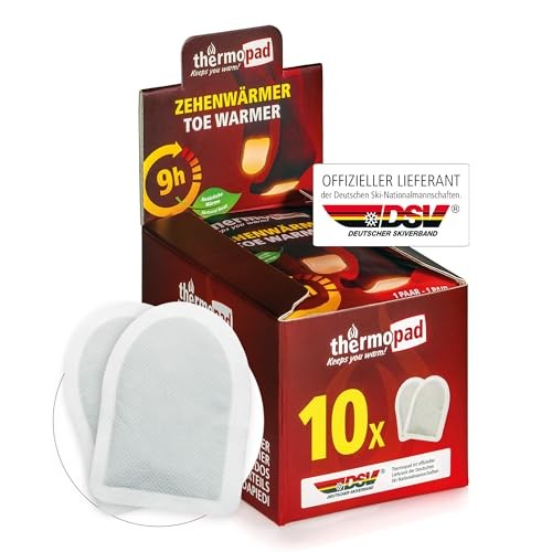 THERMOPAD Zehenwärmer  10 Paar Wärmepads für 9 Stunden Fußwärme, ideal für Ski