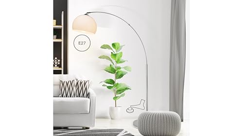 Produktbild: brilliant stehlampe bogenleuchte mit fußschalter 1,6m metallschirm weiß chrom
