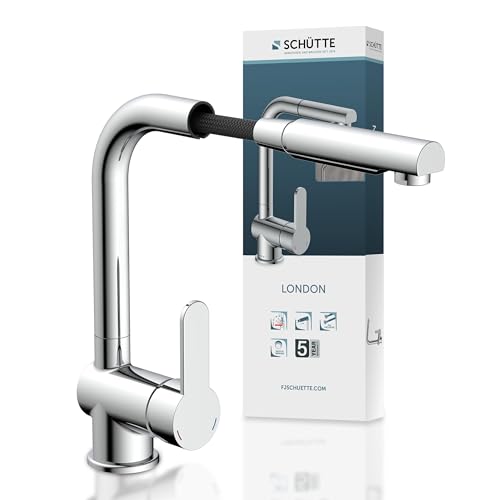 schütte küchenarmatur mit ausziehbarer brause, 360 grad schwenkbar, chrom