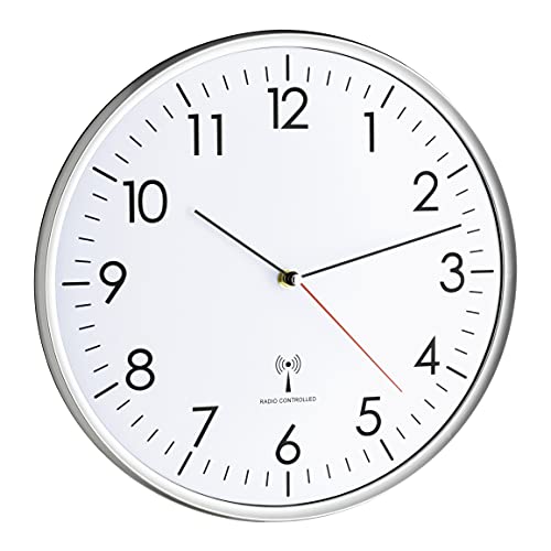TFA Dostmann Wand Funkuhr analog mit präziser Zeiteinstellung