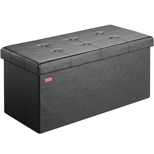 Produktbild: casaria sitzbank faltbar mit stauraum schwarz 80x40x40cm gepolstert kunstleder