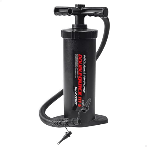 Produktbild: intex handpumpe double quick 3 s - luftpumpe 37 cm mit 3 düsenaufsätzen schwarz