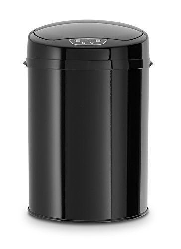 echtwerk mülleimer mit sensor, touchless abfalleimer aus edelstahl, 9 liter, inox black