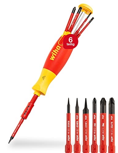 Wiha VDE Schraubendreher Set LiftUp electric 6-tlg. Schlitz Kreuzschlitz Bit Set