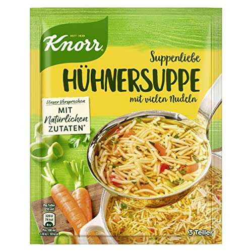 knorr hühnersuppe für nudelsuppe, ohne geschmacksverstärker, 15 x 3 teller