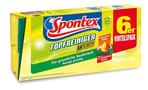 Entdecken Sie die Spontex Topfreiniger Schwämme im 6er Pack! Hohe Fettlösekraft, praktische Griffleiste und widerstandsfähig gegen hartnäckige Verschmutzungen.