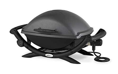 weber q2400 elektrogrill dunkelgrau, 54x39 cm grillfläche, tragbar, aluminiumguss