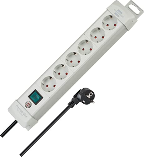 brennenstuhl steckdosenleiste 6-fach mit schalter und 3m kabel grau wandmontage