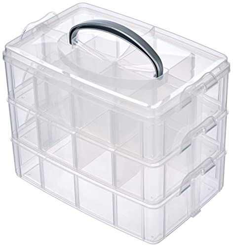 rayher sortierbox transparent groß 23,1x18,5x15,6 cm 3 etagen 17 fächer aufbewahrung