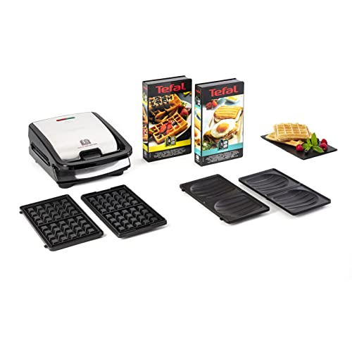 tefal waffeleisen sandwichmaker snack collection, antihaftbeschichtet, schwarz/echtstahl, SW853D