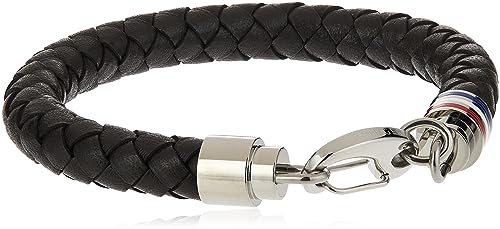 tommy hilfiger herren armband aus geflochtenem leder, braun oder schwarz