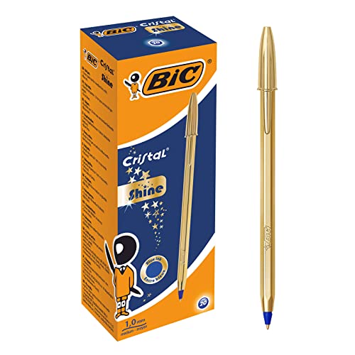 BIC cristel shine kugelschreiber gold 20er pack blaue dokumentenechte tinte