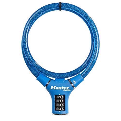 master lock kabelschloss 90 cm stahl wetterfest blau für fahrrad und kinderwagen