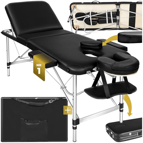 tectake massageliege klappbar 3 zonen höhenverstellbar tragbar mit zubehör schwarz