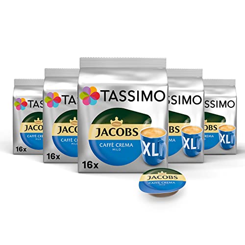 jacobs caff crema mild xl tassimo kapseln 80 stück 5er pack 5 x 16 drinks