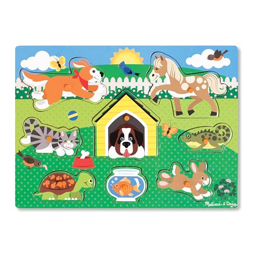 melissa and doug haustiere holzpuzzle kinder ab 2 jahre, greifpuzzle spielzeug