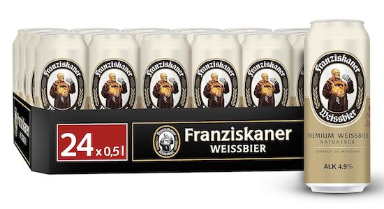 franziskaner hefe-weizen weissbier 24x 0,5l dosenbier 18,99 (statt 26)