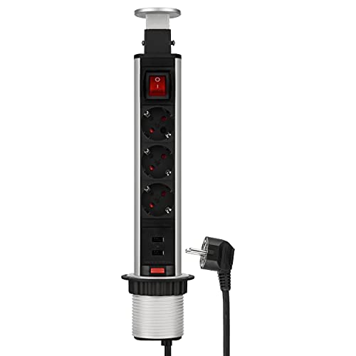 versenkbare steckdosenleiste 3-fach mit usb 1,5m - [markenname]